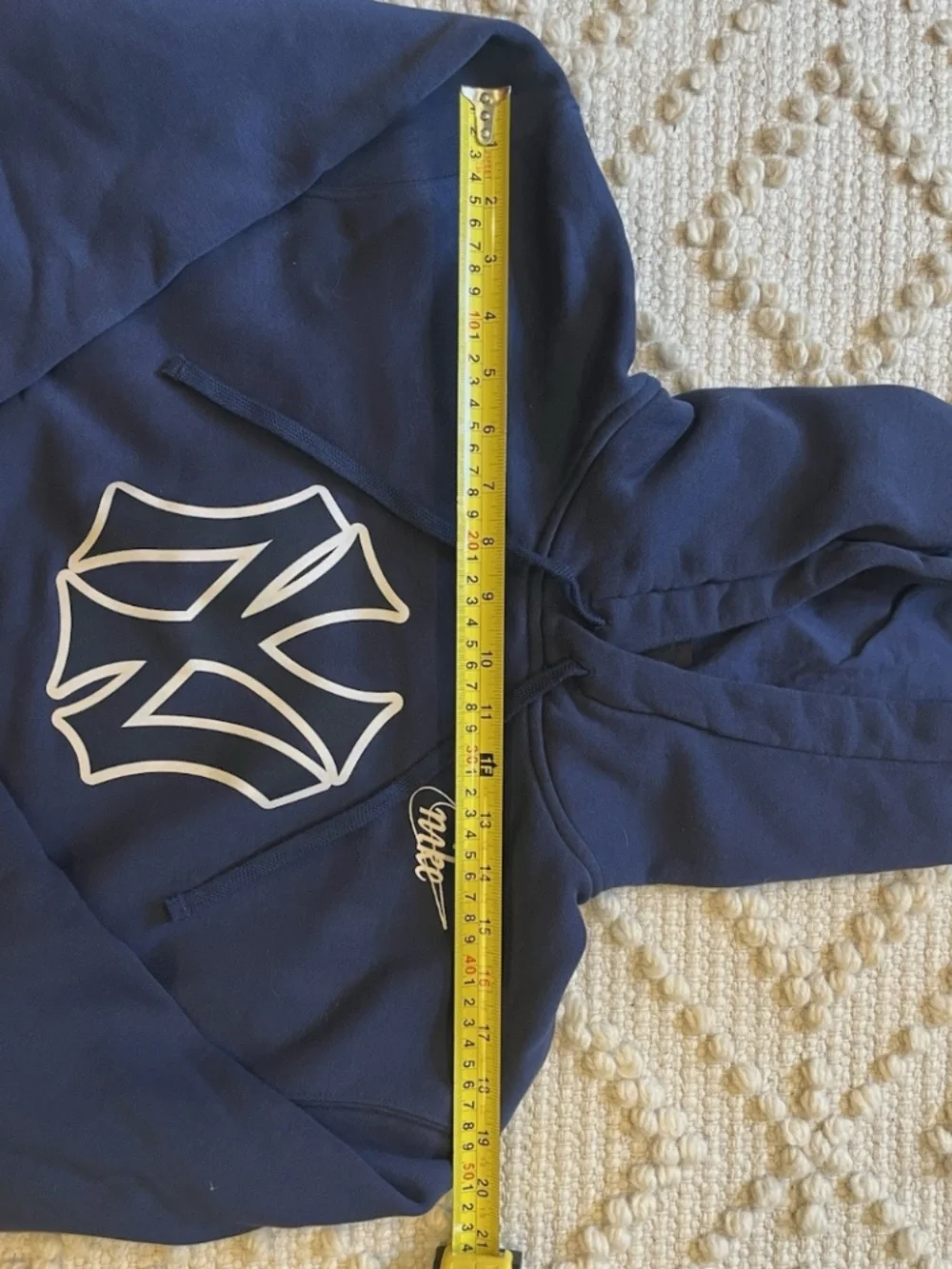 NY Yankees MLB Cooperstown Collection Hoodie Size L Navy Blue Pullover